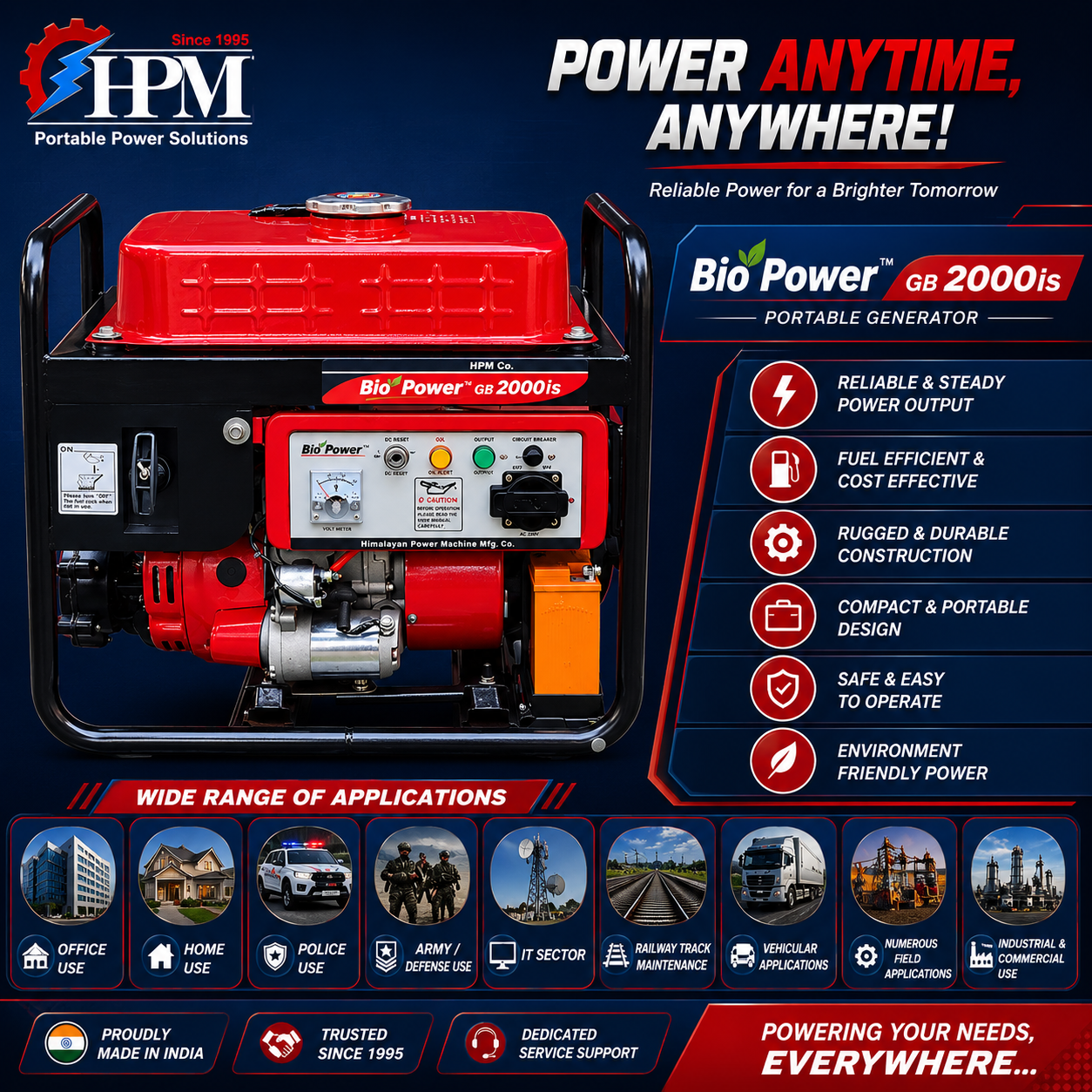 2 KVA Portable Inverter Petrol Generator Oasis UL-2000is - 13 Hours Runtime
